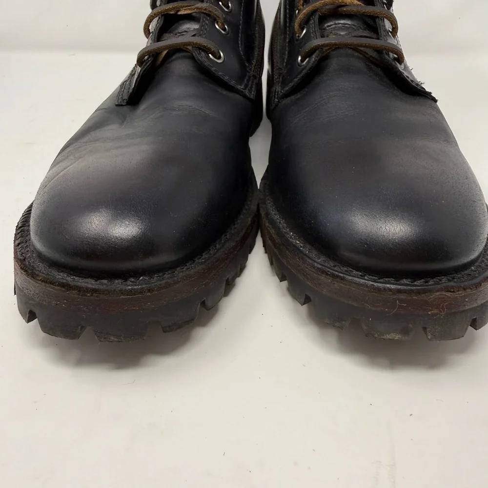 Frye Union Lace Up Men's 11.5 Black Leather Combat Lug Sole Work Boots 3480383